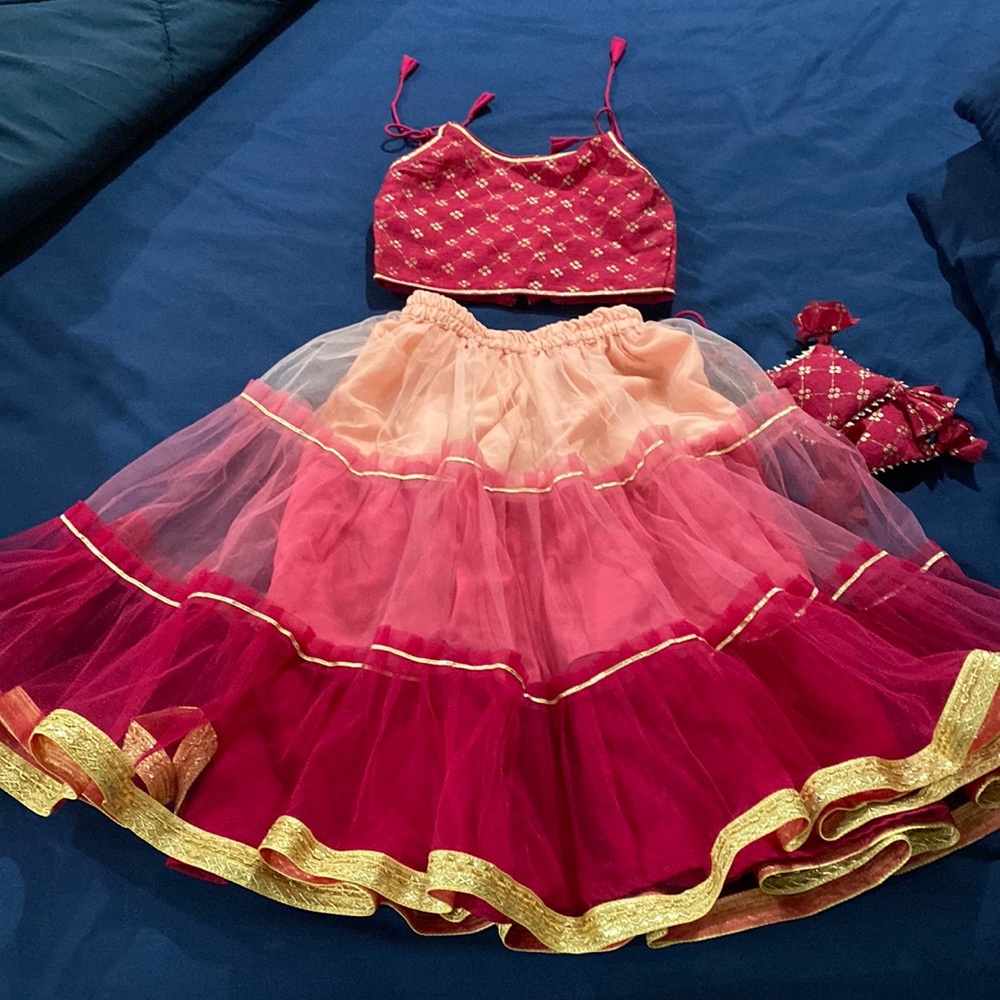 Indian crop top skirt for baby girl, only used once